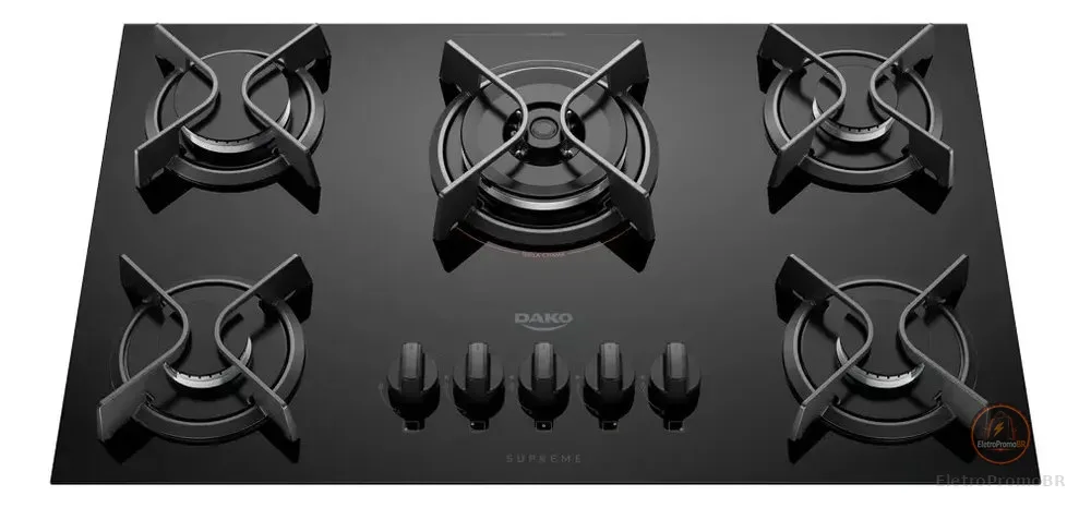 Cooktop 5 Bocas Dako Supreme Com Tripla Chama Preto Bivolt Preto