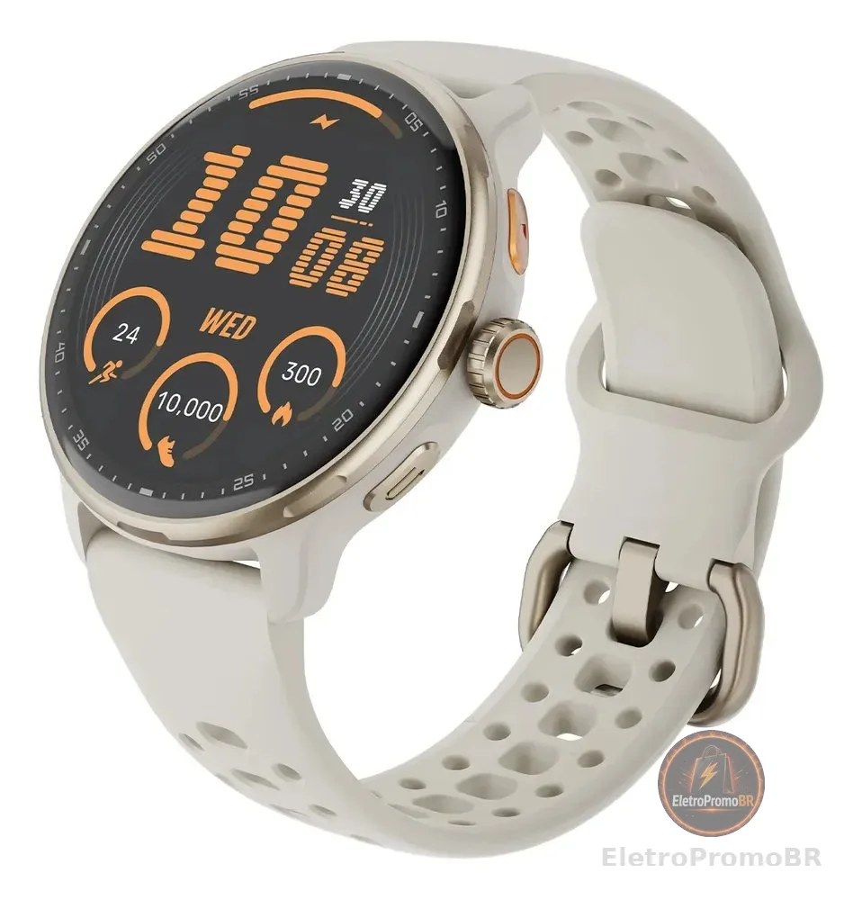 Relógio Inteligente Gps Smartwatch Amoled 3atm Outdoor Strar Preto Mesh Bege