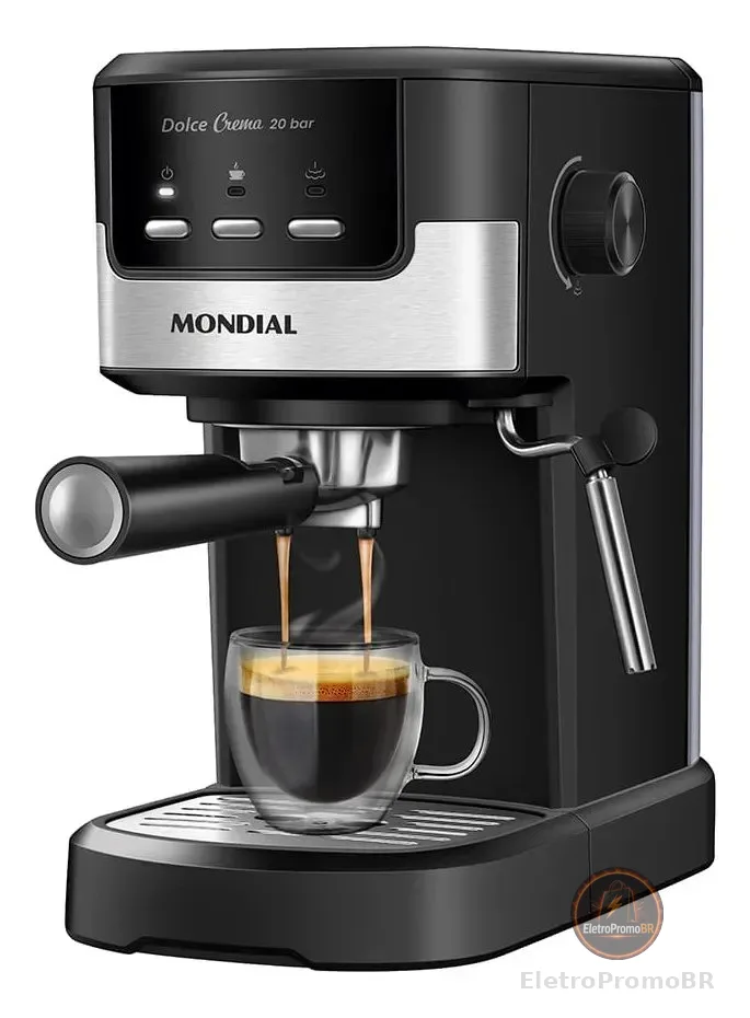 Cafeteira Espresso Dolce Crema 20 Bar Mondial Preto/Inox 1200W C-21-E-CNP
