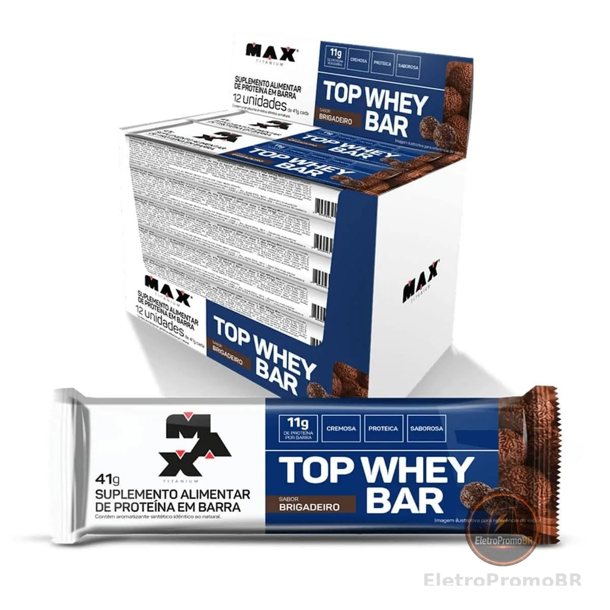 Max Titanium Top Whey Bar - 12 Unidades De 41G Brigadeiro -