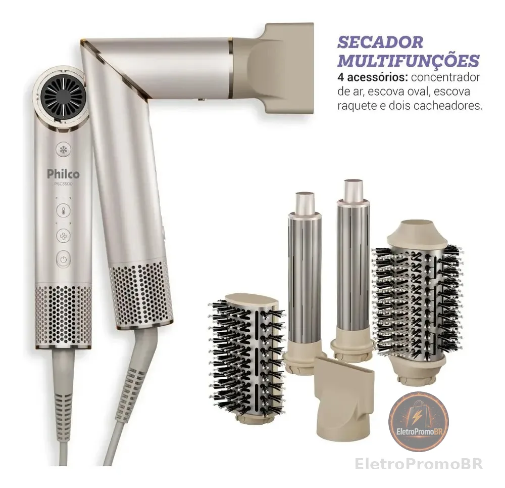 Secador De Cabelos Philco psc3500 4 Em 1 dobrável motor bldc Prateado