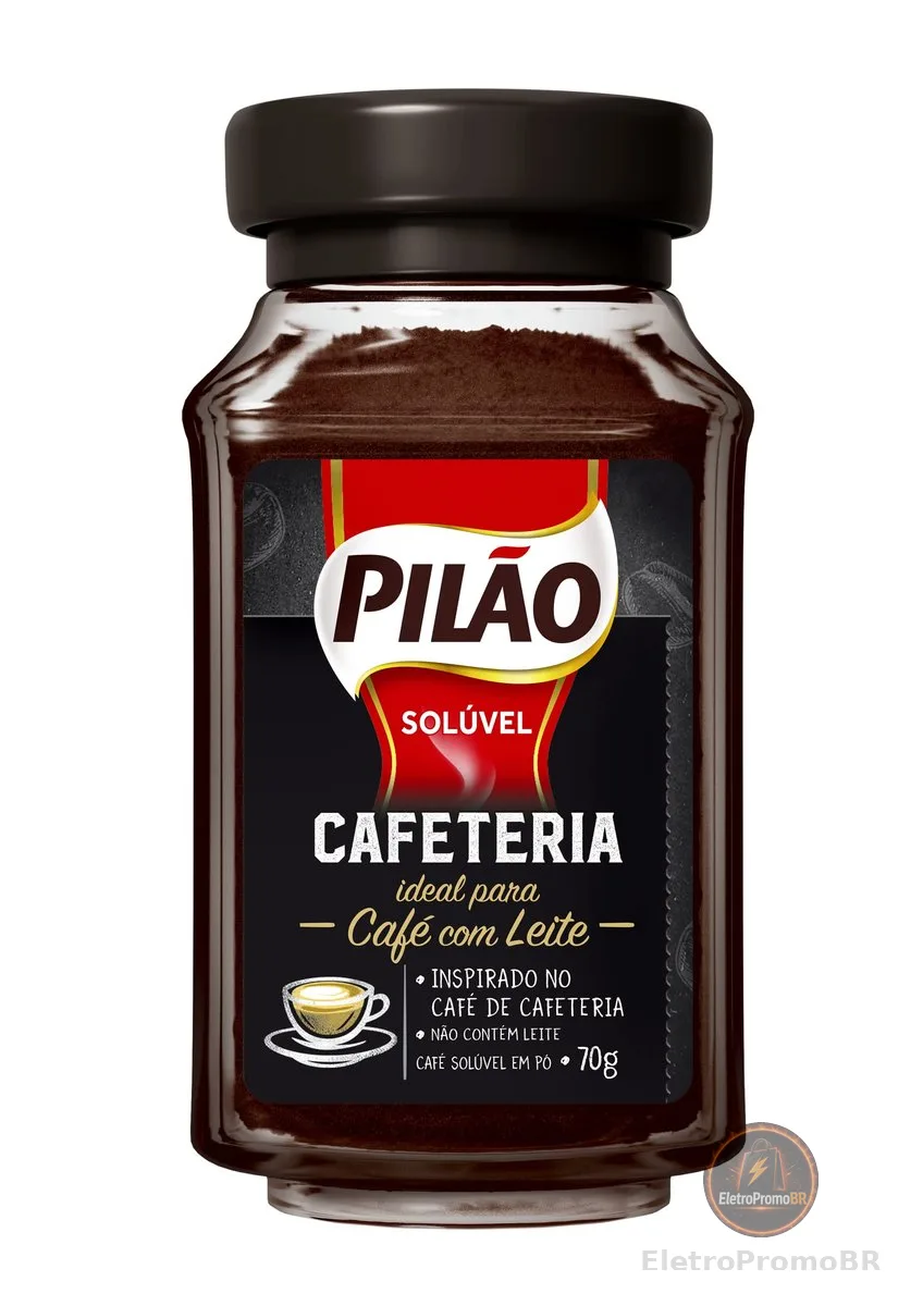 Café Solúvel em Pó Pilão Cafeteria Vidro 70g