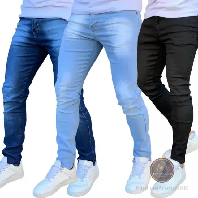 Kit 3 Calças Jeans Masculina Com Elastano Super Confortável