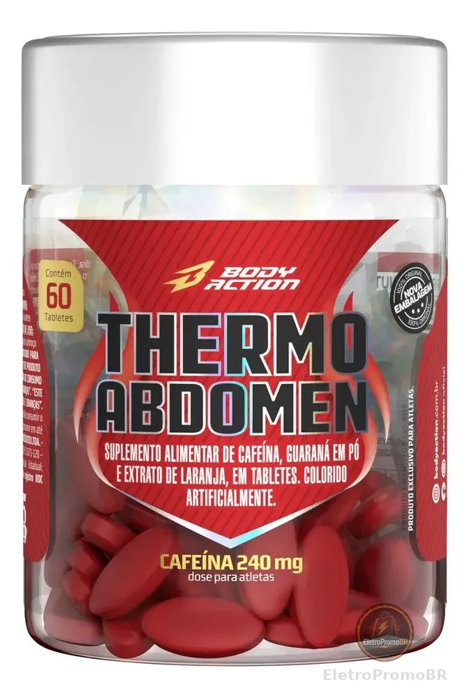 Suplemento Bodyaction Thermo Abdomen Cafeína 240mg em pote 60 comprimidos