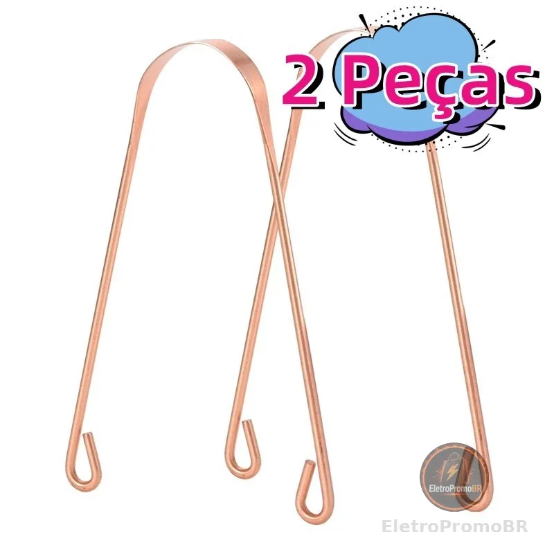 2 Pcs Higiene Saúde Bucal - Modelo Premium 100% Cobre Puro Higienizador Para Raspagem Lingual