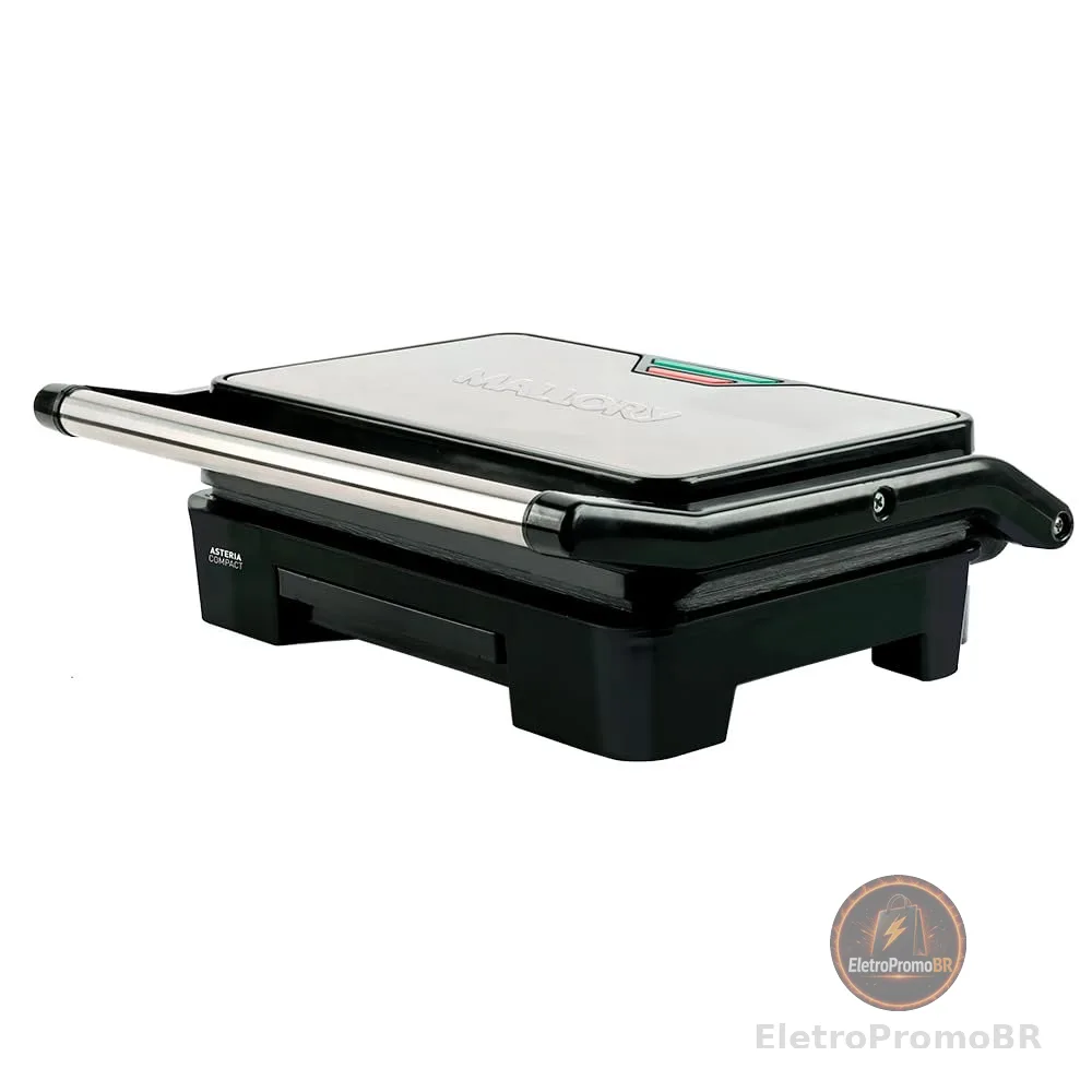Grill Asteria Compact Mallory Grill multifunção, Luzes indicadoras de funcionamento, Alça com Toque-Frio e Trava de segurança 220V