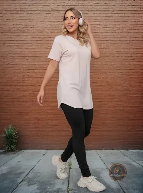 Blusa Feminina Longline Tapa Bumbum Cobre Legging Academia
