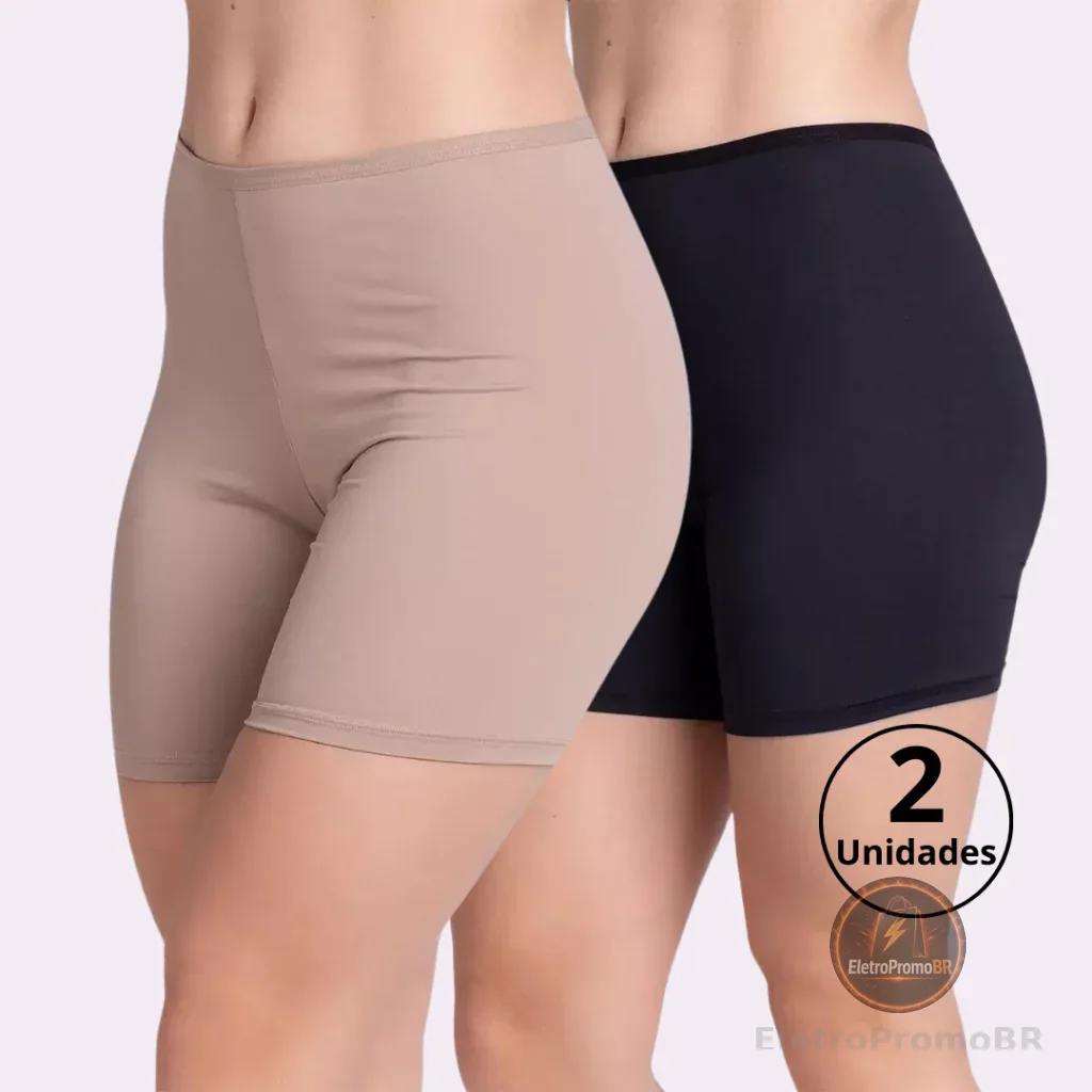 Kit 2 Short Anágua Meia Perna Liso Conforto Segunda Pele Feminino Bermuda Moda íntima Lingerie