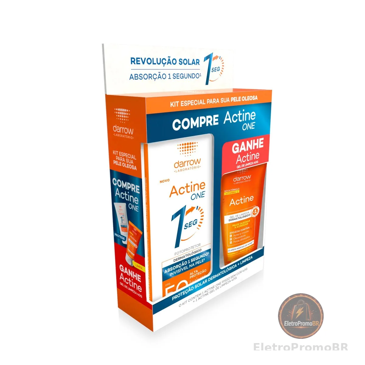 Kit Facial Darrow Protetor Solar Actine One FPS50 sem cor 40g + Actine Gel de Limpeza 40g