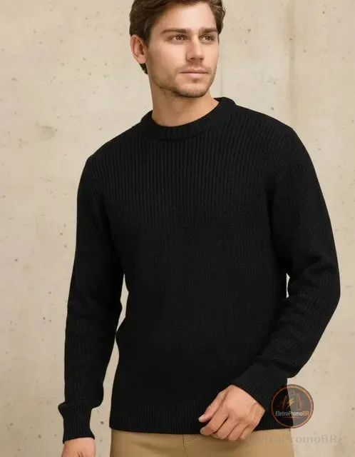 Suéter Blusa De Tricot Masculino Liso Blusa Lã Masculina