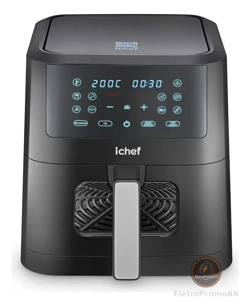 Fritadeira Elétrica Airfryer Ichef Smart Vision 6l Cor Preta