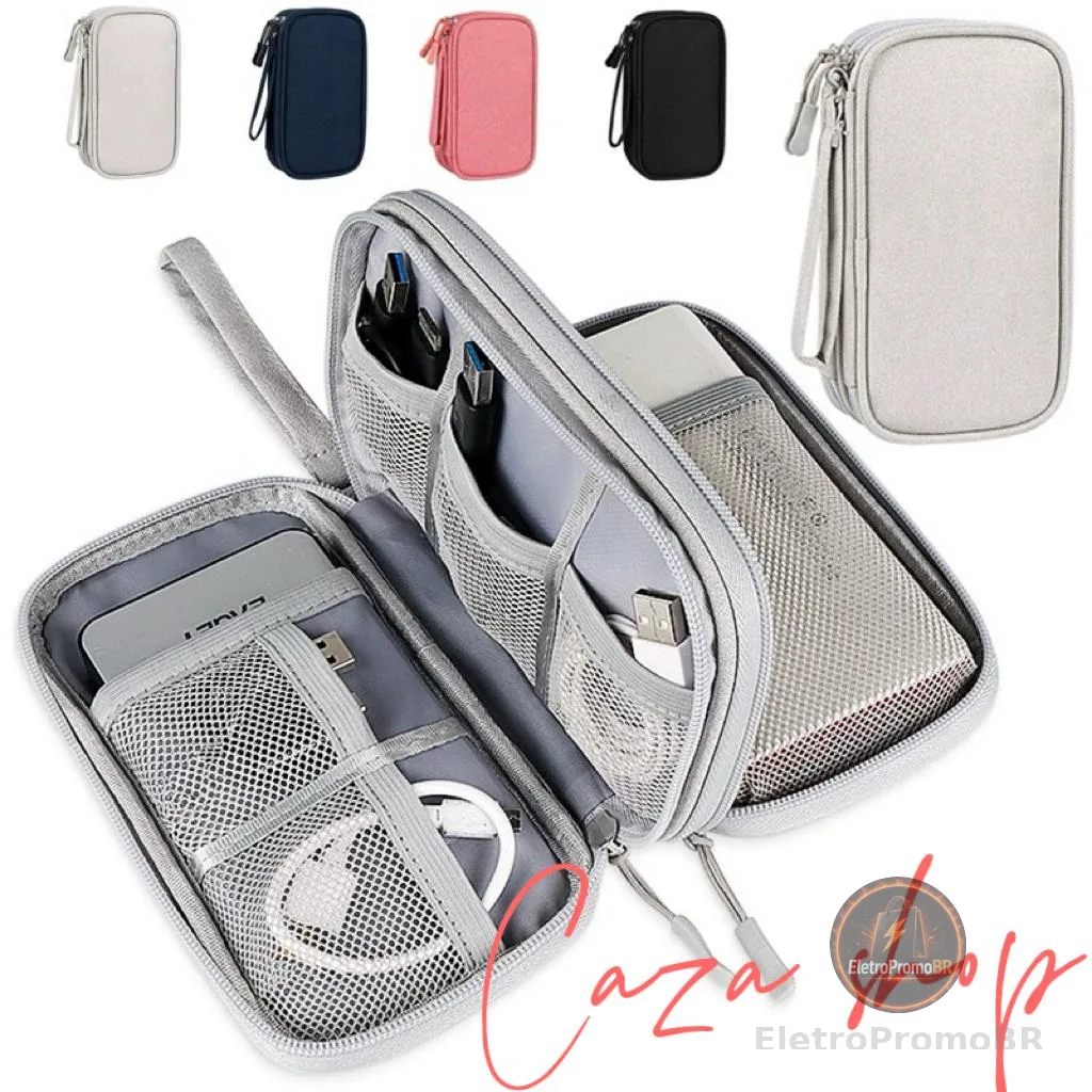 Necessaire organizadora bolsa portatil celular cabos fios  armanazamento