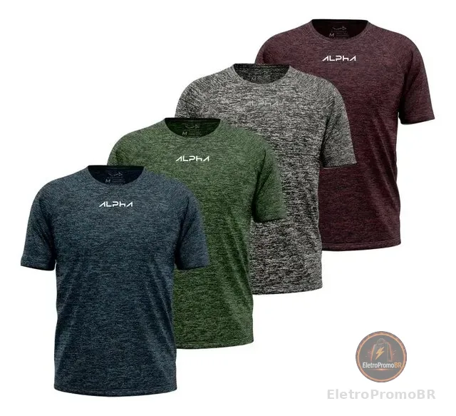 Kit 4 Camisetas Dry Alpha Masculina