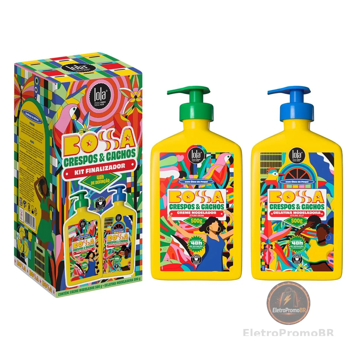 Kit Bossa Cabelos Crespos e Cacheados (Modelador Creme 500 g + Gelatina Modeladora 500 g) - Lola From Rio