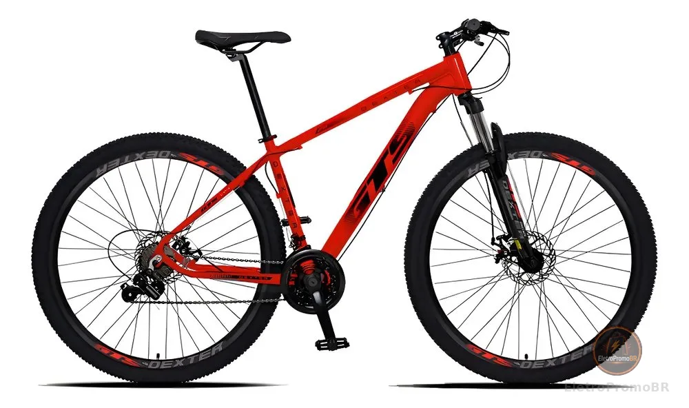Bicicleta Aro 29 Gts Dexter 24 Marchas Freio A Disco Cor Vermelho Ferrari Com Preto Tamanho Do Quadro 19
