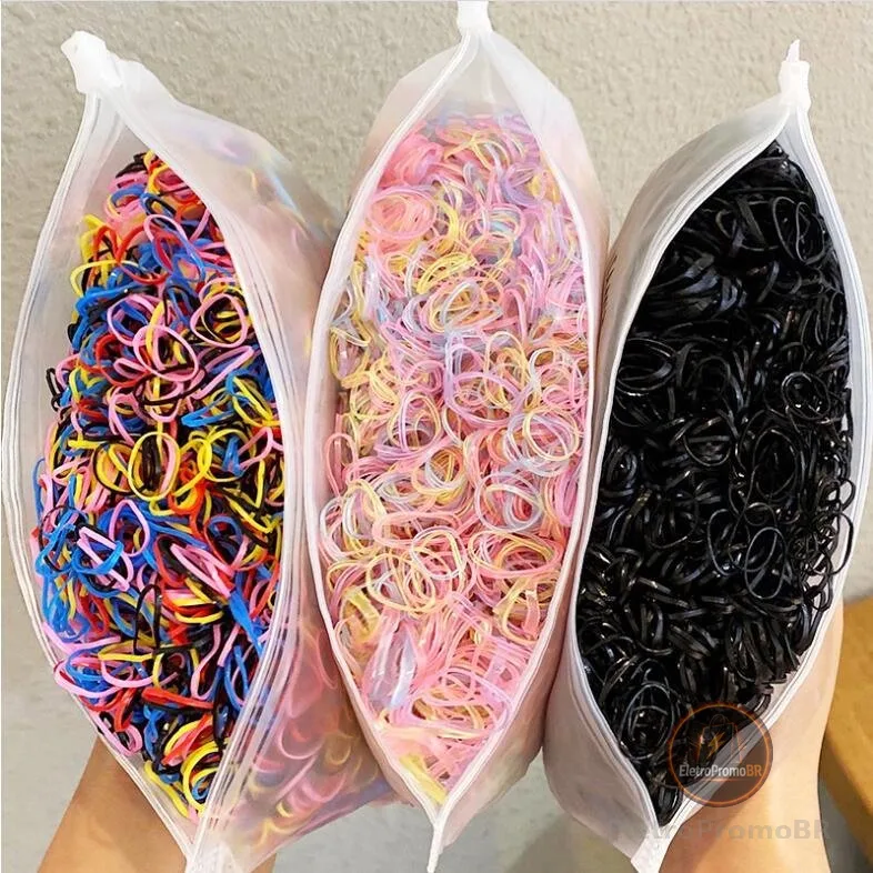 2000 Peças Bolsa Elástico De Cabelo Feminino Descartável Multicolorido