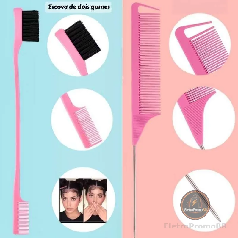 Conjunto De Escova De Cabelo 3 Peças Com Pente De Cauda De Mouse-Adição Perfeita À Rotina De Cuidados