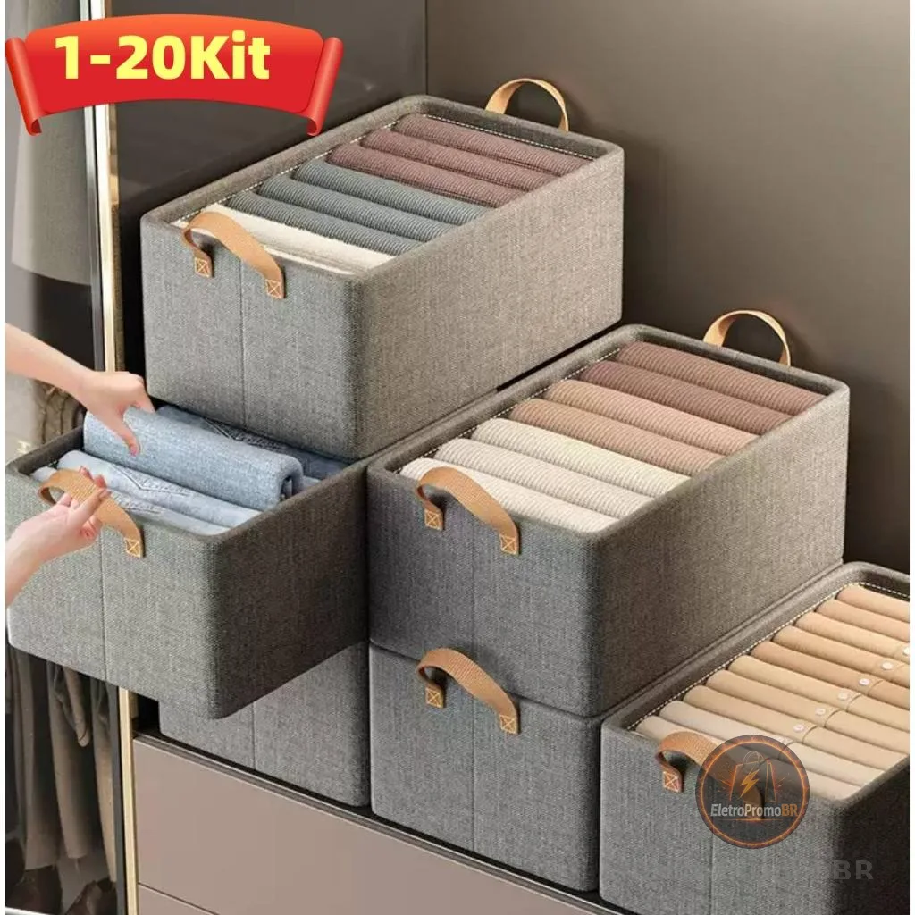 Caixas Organizadoras Armazenamento Reforçadas para Guarda-Roupas  Multiuso para Roupas Íntimas, Calças e Jean
