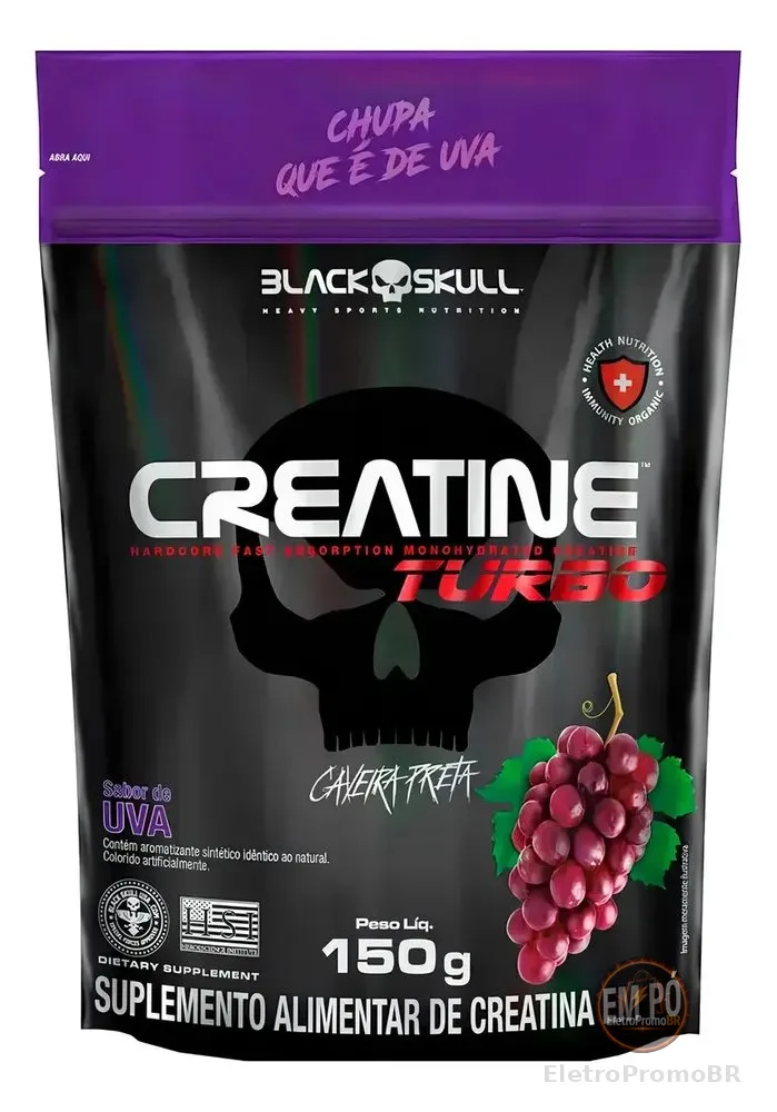 Creatine Turbo - Refil 150g Black Skull Sabor Uva
