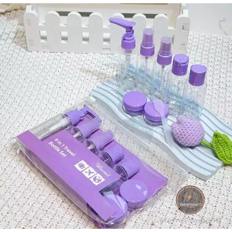 Kit Viagem Higiene Frascos Spray Portatil Uso em Geral Para Creme Shampoo Gel Perfume Alcool 8/9 Pçs—new