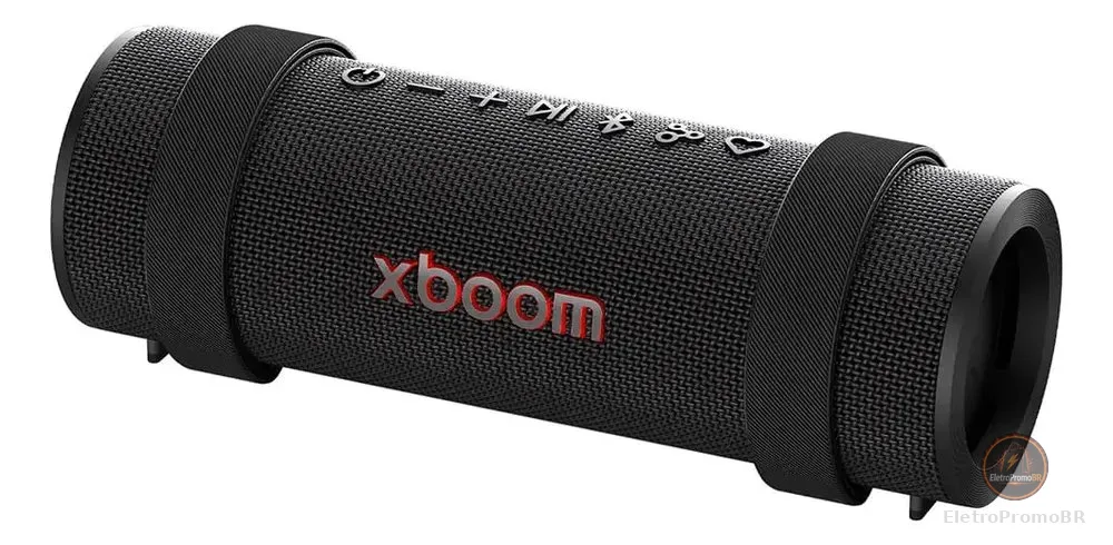 Caixa De Som LG Xboom Grab, Bateria Recarregável, Ip67, Até 20h De Reprodução, Luzes Multicolor E Resistência Militar Preto 127/220v