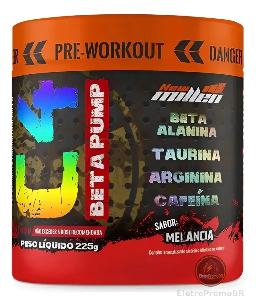 Suplemento Em Pó New Millen C4 Beta Pump C4 Beta Pump Cafeína C4 Beta Pump Sabor Melancia Em Pote De 225ml