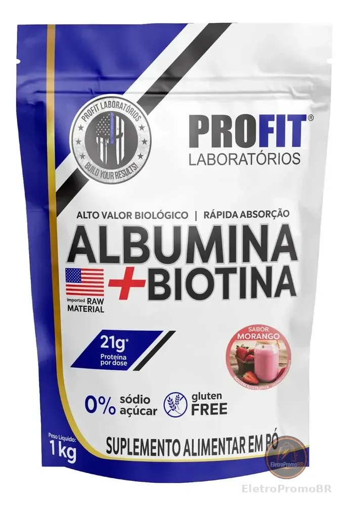 Suplemento Em Pó Profit Labs Albúmina Sabor Morango Em Refil De 1000g