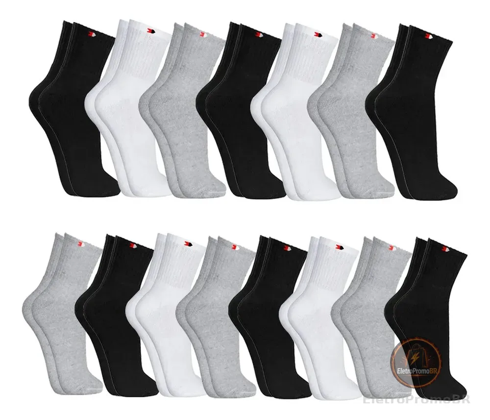 Kit 15 Pares Meias Sport Algodão Cano Médio Sandrini Confort Sortidos 39-43