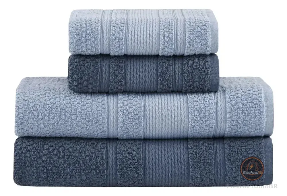 Jogo De Toalhas Buddemeyer Bella Extra Soft Banho 4 Peças Azul Claro/azul Marinho
