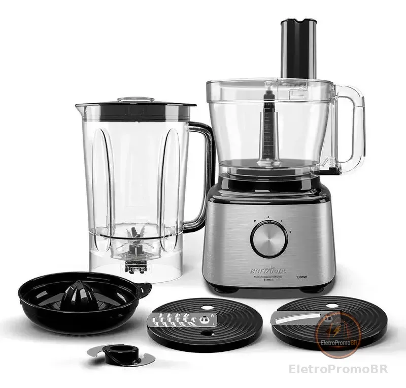 Multiprocessador Britânia 5 Em 1 Bmp2000 1300w Cor Prateado
