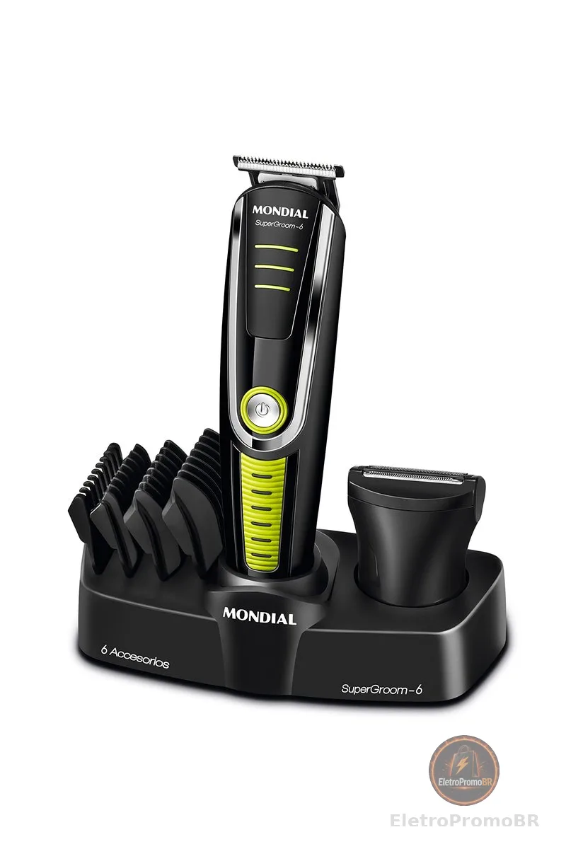 MONDIAL Aparador de Pelos Super Groom 06, Preto/Verde, 6W, Bivolt - BG-04