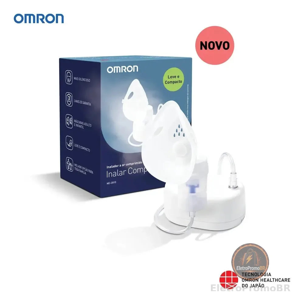 Inalador Nebulizador Omron Inalar Compact Ne-C810 Portatil Silencioso Aparelho Adulto Infantil Inalar Compact Anvisa Inmetro