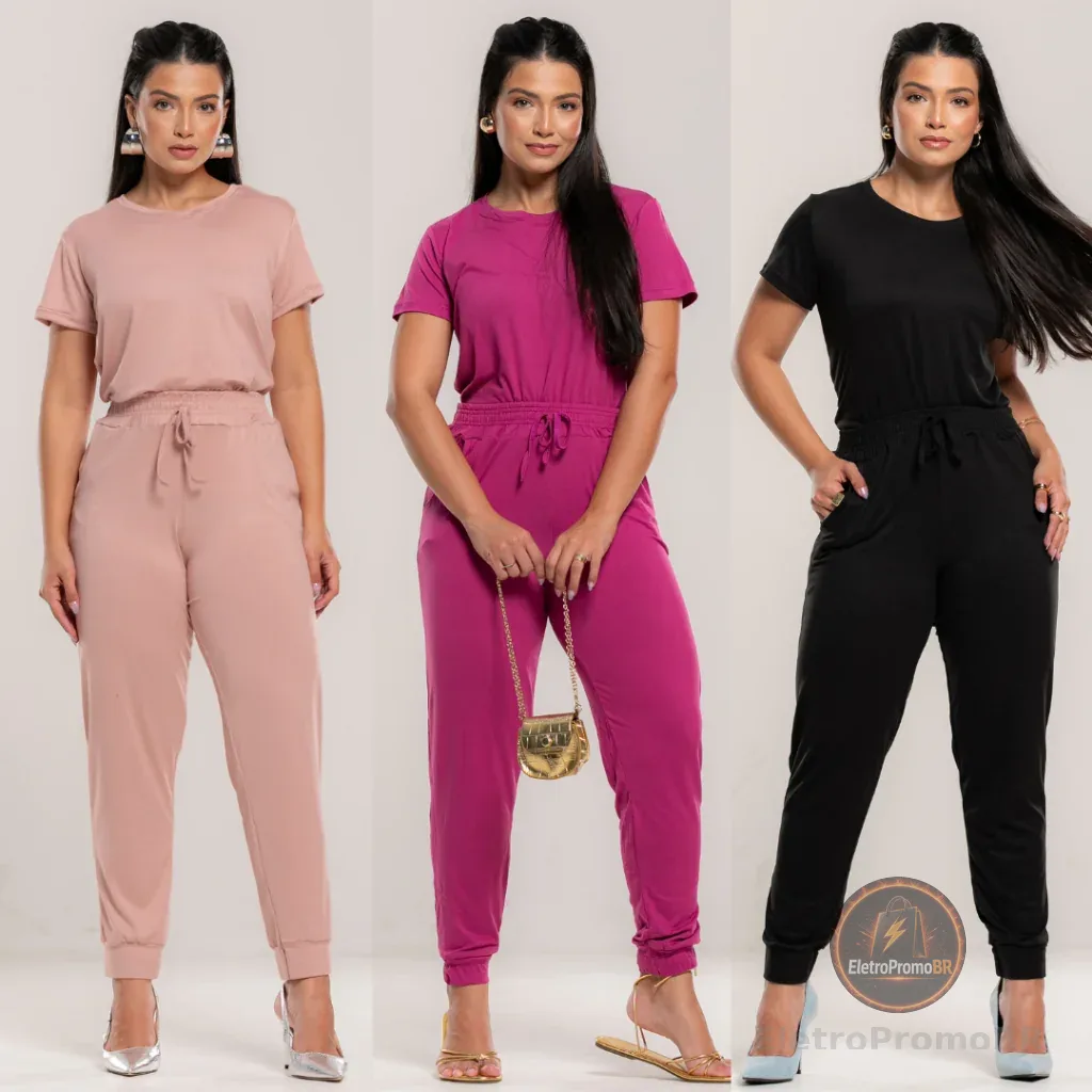 Conjunto Feminino Malha Suede Light Calça Jogger Blusa Feminina Confortável Fardamento Roupa