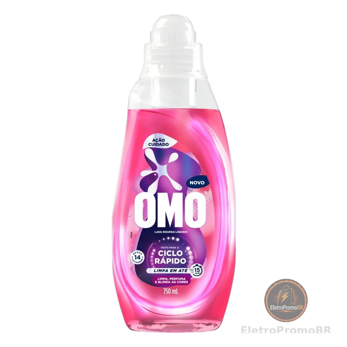 Lava-Roupas Líquido Omo Ciclo Rápido Ação Cuidado Frasco 750ml