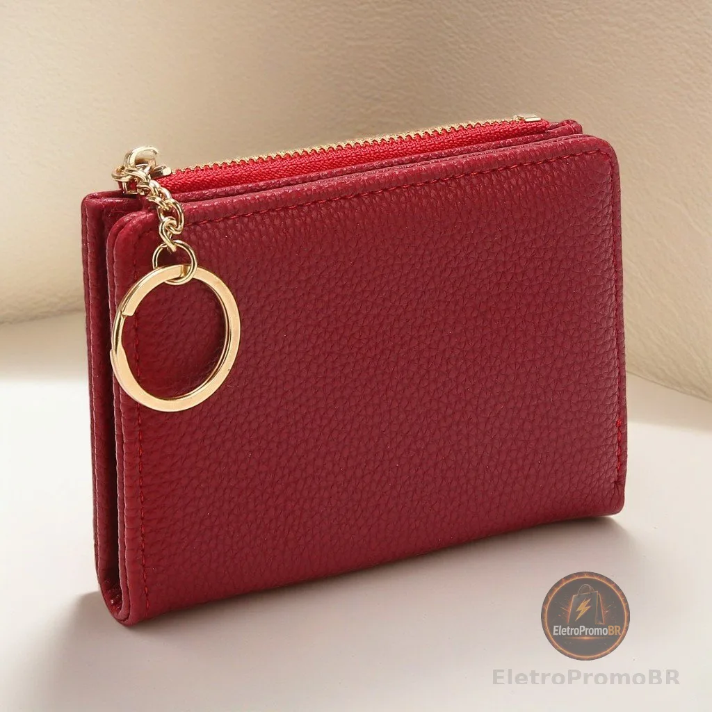 Carteira Curta Cor Sólida Vintage , Porta Moedas Bifold Portátil Cartões De Crédito Feminino ld60