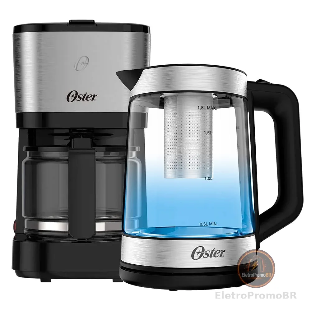Kit Chaleira Elétrica Oster Tea e Cafeteira Inox Compacta - 220V