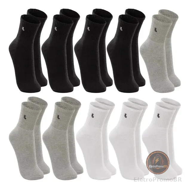 Kit 10 Pares Meia Lupo Original Masculina Cano Médio Algodão