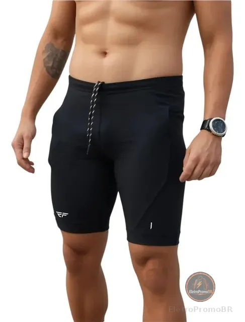 Bermuda De Compressão   Masculina Com Bolso Corrida