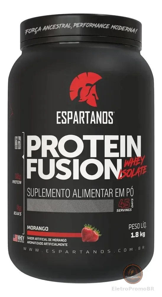 Protein Fusion Whey Isolate 1,8kg - Espartanos Nutrition Sabor Morango