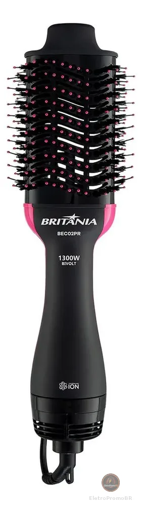 Britânia Escova Secadora Bec02pr 4 Em 1 1300w Cor Preto e Rosa