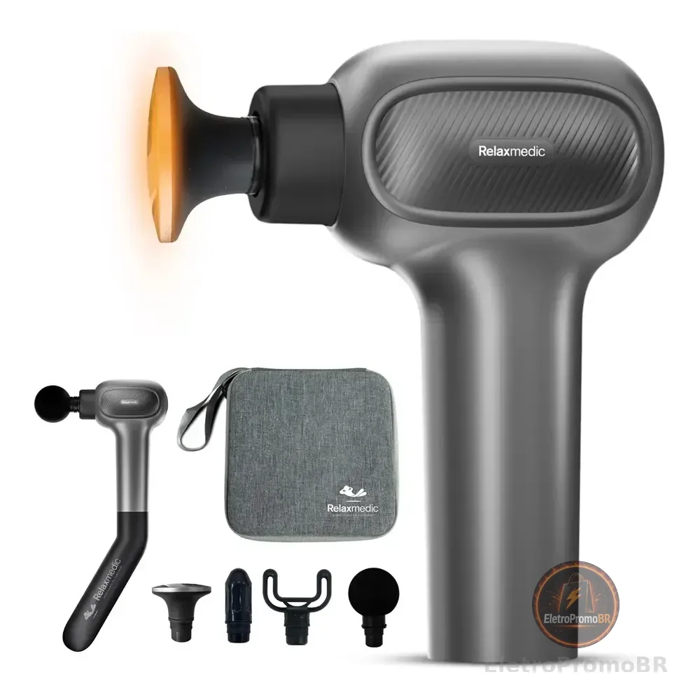 Pistola Massageadora Com Aquecimento Elétrica Deep Therapy Flex Relaxmedic Cinza 127/220v