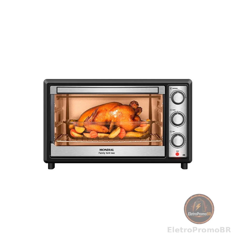 Forno Elétrico Mondial Family Grill 48l Inox 1800w 60hz Frn-48-bi - 127V