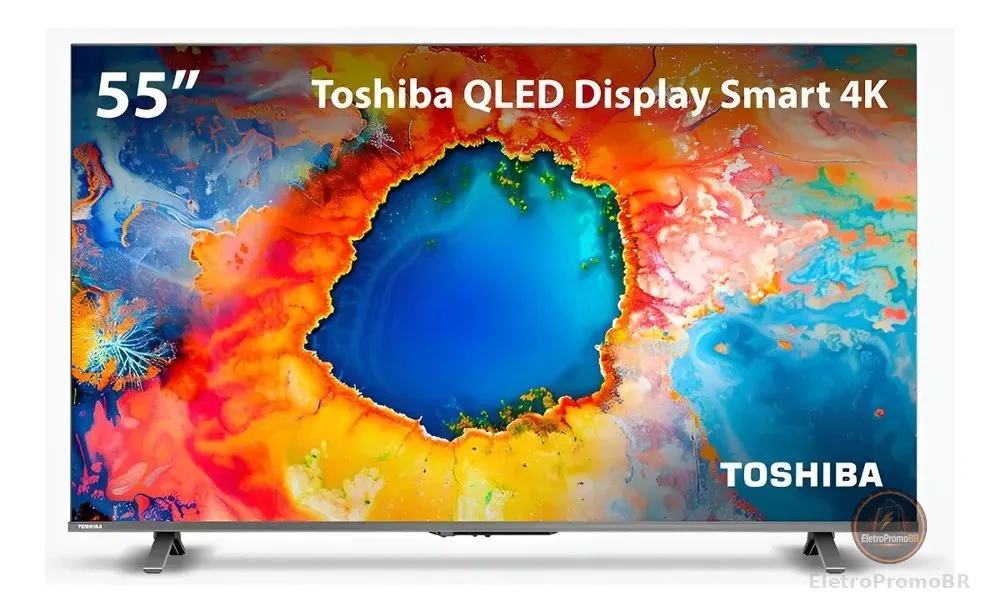 Smart TV QLED 55" 4K Toshiba 55C450NS Google TV 3 HDMI 2 USB Wi-Fi - TB035M