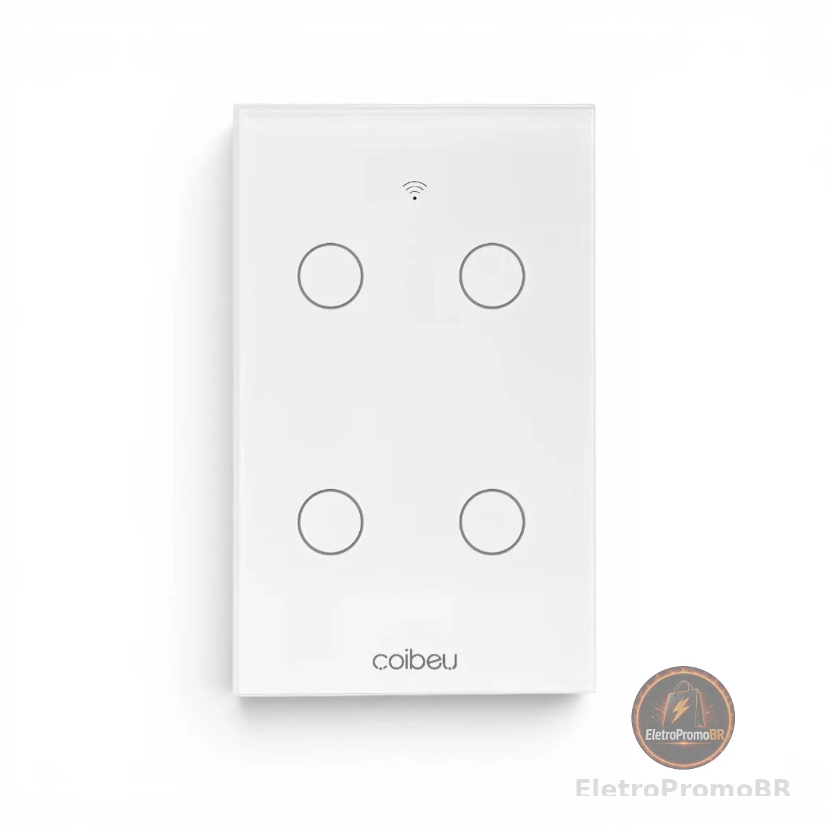 Interruptor Inteligente WiFi Touch 4 Botões Sem Neutro, Smart Switch com Controle por App, Automação Residencial, Bivolt, controle, casa inteligente,Painel em Vidro, Branco