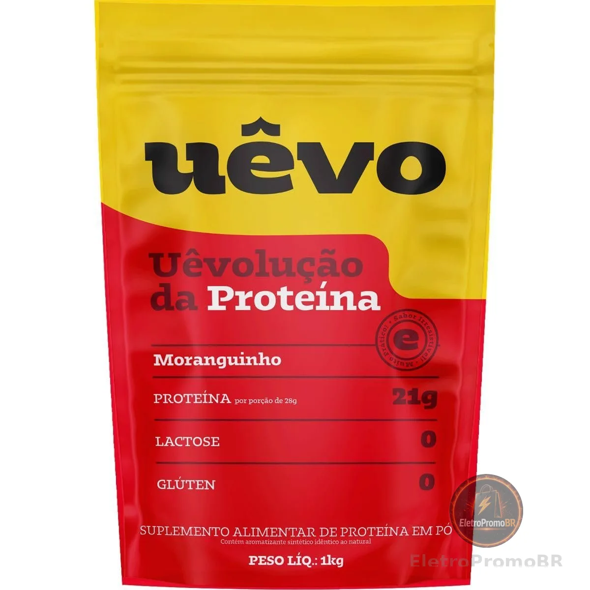 Proteina de Ovo em Pó - 1000g Refil Morango - Uêvo