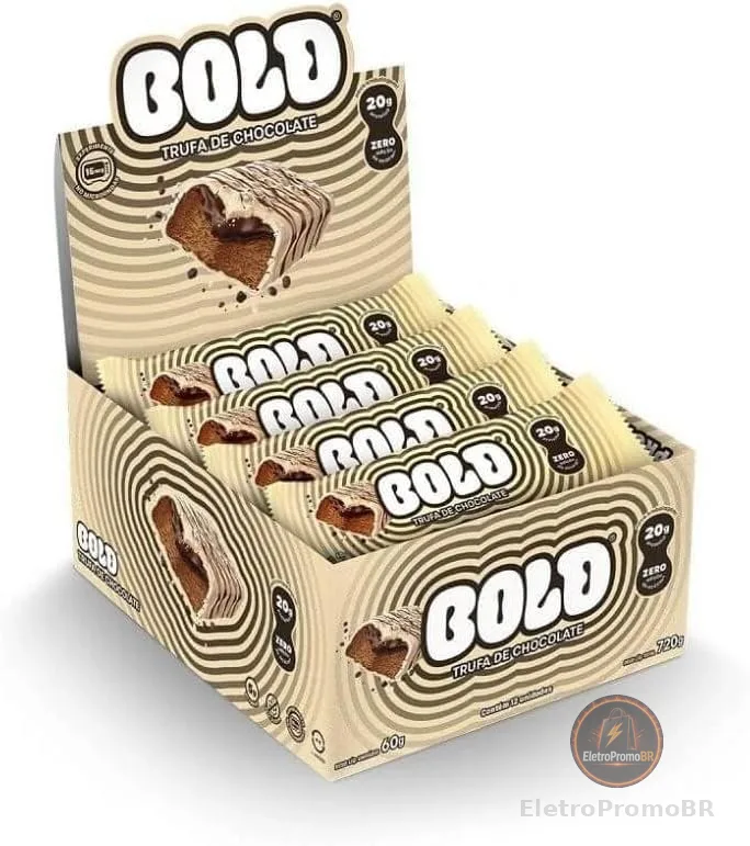 Barra de Proteína BOLD Snacks Trufa de Chocolate (21g de Proteína) - Caixa com 12 unidades