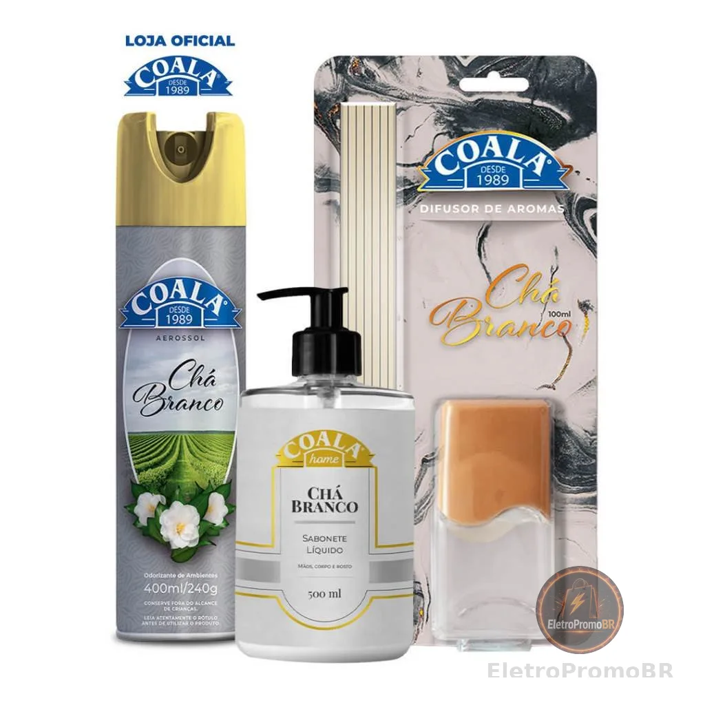 Kit Coala Aerossol + Sabonete + Difusor de Aromas - Chá Branco