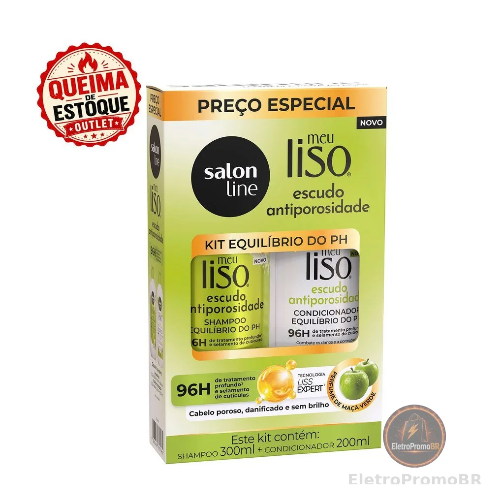 Kit Shampoo 300ml + Condicionador 200ml  Meu Liso Escudo Antiporosidade