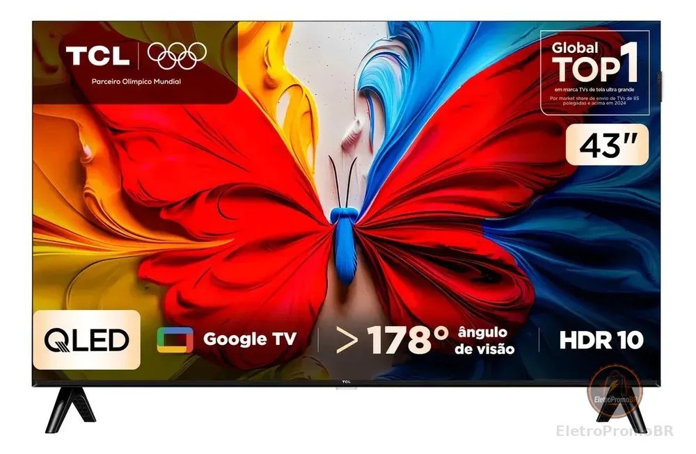 Smart TV TCL 43 Polegadas Full HD QLED S5K WiFi Bluetooth Google TV 2 HDMI HDR10 Dolby Audio 43S5K