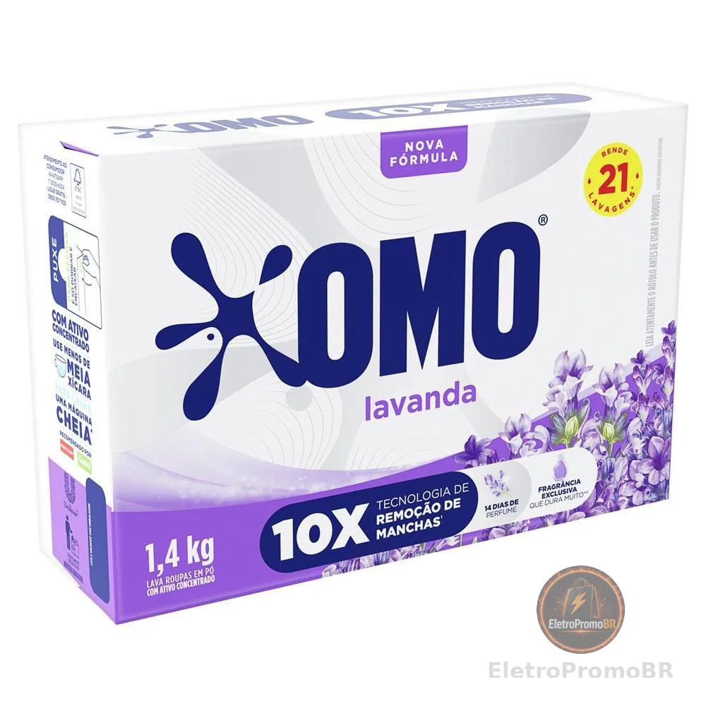 Lava-Roupas em Pó Omo Lavanda Caixa 1,4kg